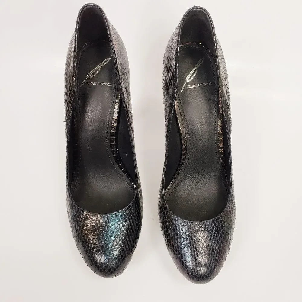 B Brian Atwood Iridescent Snakeskin Ferguson Platform Pumps Size 7.5